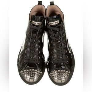 Miu Miu Patent Leather Round-Toe Sneakers